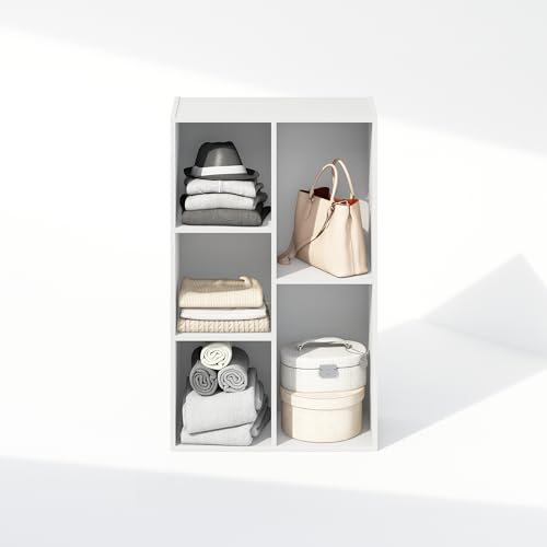 Furinno Reed Closet Organizers and Storage, 5-Cube Reversible Closet Shelves, Closet Organization Shelf, 9.4 x 19.5 x 31.5, for Bedroom, Closet, White - color: White, size: 5-Cube