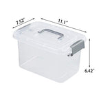 6-Pack Home Storage Bins, Plastic Container, Latching Box with Handle (Grey handle) - color: Grey handle