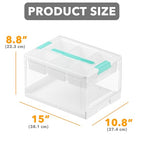SpaceAid Craft Organizers and Storage - 24 QT Plastic Box Art Supply Storage Organizer Bin with Lid, Removable Trays and Dividers, Clear Container for Art and Craft Supplies,1 Pack