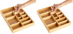 Juvale Drawer Organizer Tray - 8-Slot Drawer Divider for Utensils - Versatile Silverware Holder - Desk Tray for Office Supplies - 14 x 10 x 2 in, Brown, Bamboo (Pack of 2) - size: 14" x 10" x 2" inches (Pack of 2)