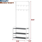 Simple Houseware Space-Saving Coat Rack with Storage Shelf, Black Freestanding Hall Tree Organizer with Hooks for Entryway, Bedroom, Office, Coats, Hats, Jackets, Scarves - White - color: White