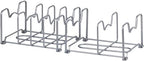 Simple Houseware 2PK Kitchen Cabinet Pan and Pot Lid Organizer Rack, Total 6 Compartments, Silver - color: Silver