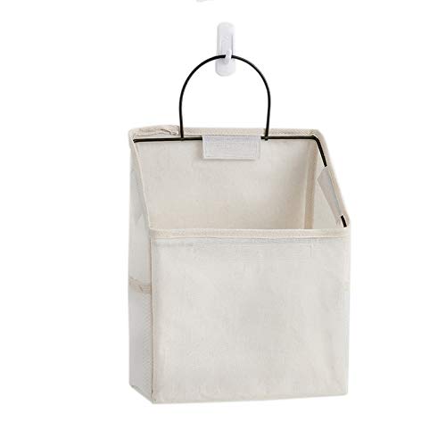 Fantasyon Wall Hanging Storage Bag, Waterproof Over The Door Closet Organizer Hanging Pocket Linen Cotton Organizer Box Containers for Bedroom, Bathroom (White) - color: White