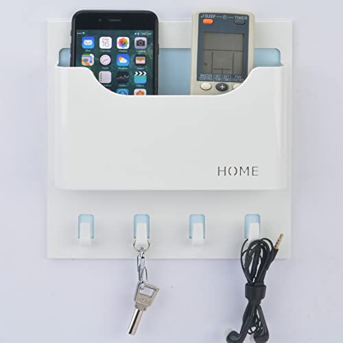Bedside Shelf Organizer,Stick On Adhesive Wall Mounted Floating Shelf Entryway Mail/Keys Holder for Phone,Glasses,Remote Control - Good for Home,Dorm,Bedroom,Office (Horizontal Type/White) - color: Horizontal Type/White