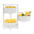 3 Tier Kitchen Storage Rack, Rotating Storage Shelf with Lockable Casters Multi-Layer Kitchen Storage Shelf Vegetable Rotating Shelf Organizer Stackable Storage Shelf Round Storage Cart - size: 3 Tier