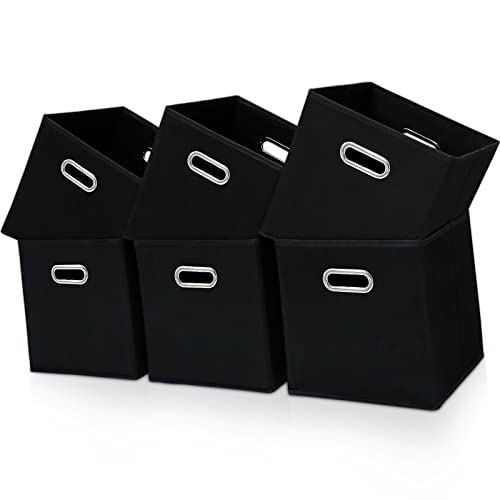 Black Fabric Cubby Storage Bins,13x13x13 Inches ,Cube Organizer Bin Foldable Storage Boxes with Dual Handles Fabric Organizer Box and collapsible Storage basket,Set of 6,Black - color: Black, size: 6 Pack