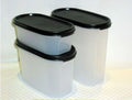 Tupperware Black MODULAR MATES OVAL 3 pc Pantry Starter Storage Set NEW