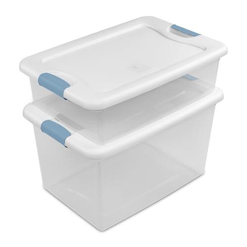 Sterilite 16 Pack Latching Box, 64 Qt Plastic Storage Container, Stackable Large Home or Office Tote Organizers with Secure Lids, White - size: 64 Quart, style: 16 Pack