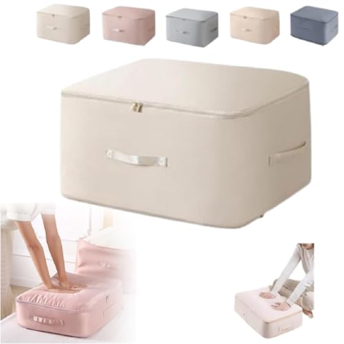 Compression Bags for Storage, Upgrade Ultra Space Saving Self Compression Organizer Compression Packing Cubes for Travel Sweater Organizer for Closet Clothes Storage Bag (Apricot, L (54 * 42 * 30CM)) - color: Apricot, size: L (54*42*30CM)