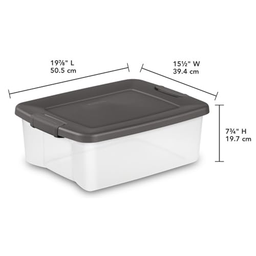 Sterilite 18-Pack Plastic Storage Bins w/ Lids, Shelf Totes Clear Containers, 25 Qt, Gray - size: 25 Quart Tote, style: 18 Pack