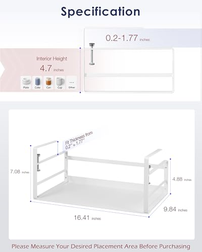 Nxconsu 2 Pack Under Shelf Storage Organizer, Adjustable Knob-Lock Hanging Basket for Kitchen Cabinet Pantry Cupboard Desk, Heavy Duty Metal, 30LB, White, Large(16.41" W×9.84" D, Interior H 4.88") - size: Large – 16.1" W