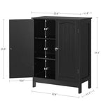 Iwell Bathroom Cabinet, Bathroom Storage Cabinet with 2 Doors & 3 Shelves, 3 Heights Available, for Living Room, Entryway, Kitchen, Home Office, Black - color: Black