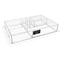 Isaac Jacobs 8-Compartment Clear Acrylic Drawer Organizer (13" L x 8.1" W x 2.3" H), Multi-Sectional Tray & Storage Solution for Makeup, School & Office Supplies, Bathroom, Kitchen - size: 8-Compartment