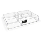 Isaac Jacobs 8-Compartment Clear Acrylic Drawer Organizer (13" L x 8.1" W x 2.3" H), Multi-Sectional Tray & Storage Solution for Makeup, School & Office Supplies, Bathroom, Kitchen - size: 8-Compartment