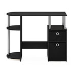 Furinno Jaya Simplistic Computer Study Desk, Americano/Chrome/Black - color: Americano/Stainless Steel/Black