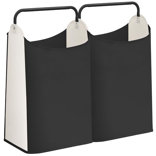 STORAGE MANIAC 2 Pack Large Laundry Hamper with Sturdy Metal Handle, Collapsible Laundry Basket, Freestanding Waterproof Clothes Hamper for Laundry Room, Bedroom, Dorm, Towels, Toys, Black & White - color: Black & White, size: 2 Pack