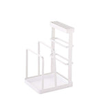 VANRA Metal Steel Cutting Board Holder Knife Block Kitchen Organizer Pantry Bakeware Rack Pan Pot Cover Lid Rack Stand with Draining Tray (White) - color: White, size: 4.7"L X 5.5"W X 8.5"H - With Draining Tray