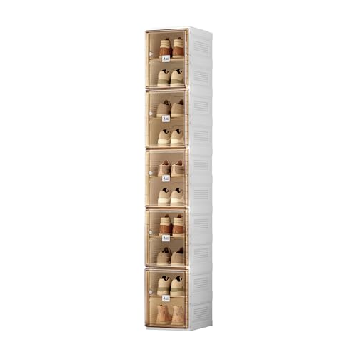 ANTBOX Shoe Organizer Storage Box, Portable Folding Shoe Rack For Closet With Magnetic Clear Door,Large Sneaker Cabinet Bins Sturdy Easy Assembly 10 Layers-10 Grids - size: 10 Layers-10 Grids