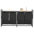 VEVOR 4 Section Laundry Sorter, Large Laundry Hamper with Metal Frame and Wooden Tabletop, Freestanding Storage Organizer Baskets with Pull-Out 600D Oxford Cloth Bags for Dirty Clothes, Bathroom - style: 4 Section