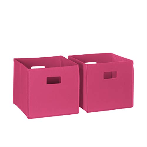 RiverRidge Folding Storage Bins with Handles Hot Pink Cube Storage Organizer for Closet, Bedroom & Playroom - Closet Organizers and Storage Set of 2 - color: 2 Hot Pink Bins