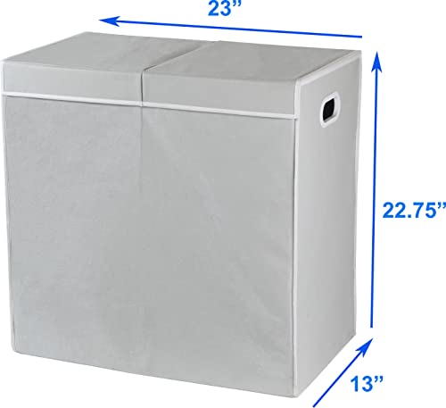 Simple Houseware Double Laundry Hamper with Lid and Removable Bags, Grey - color: Grey