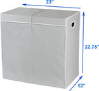 Simple Houseware Double Laundry Hamper with Lid and Removable Bags, Grey - color: Grey