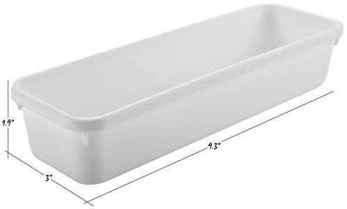Masirs Interlocking Drawer Organizer Bins - Durable Plastic, Various Sizes for Custom Layout Design. Great for Desk Drawer, Tool Box or Garage Organization. (White | 8-Piece Set) - color: White, size: Various Sizes
