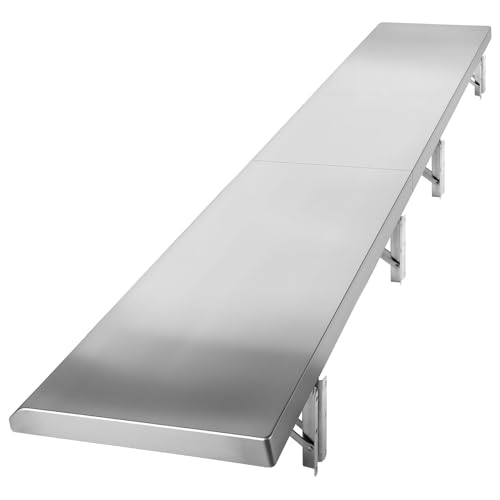 Concession Shelf Drop Down 18" x 96", Spliced Style Folding Concession Stand Shelf Commercial Grade Stainless Steel, Foldable Concession Shelves for Snack Bar, Food Cart, Movie Theater - size: 18" x 96"