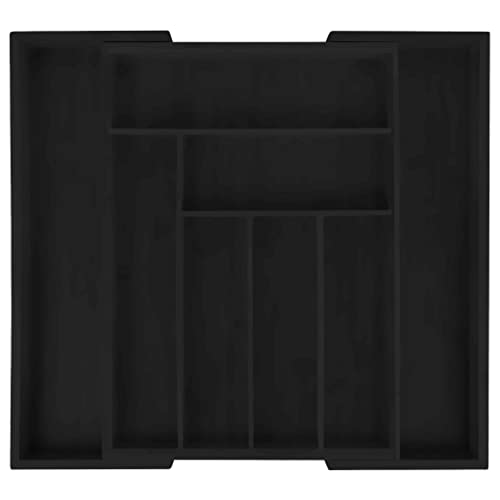 Masirs Expandable Bamboo Kitchen Drawer Organizer - Adjusts to Fit Drawer Size, Ideal for Silverware, Utensils, and Office Supplies, Durable Bamboo Construction - color: Black