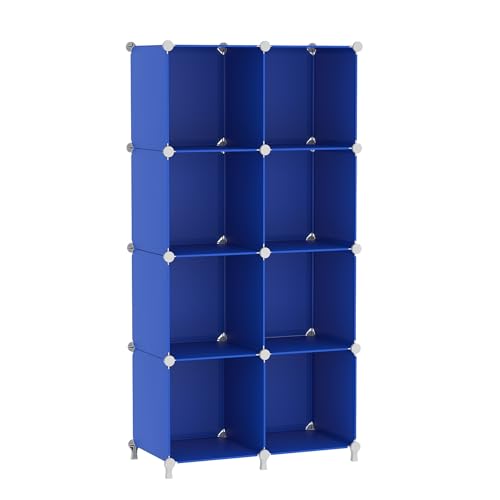 AWTATOS Cube Storage Organizer, 8 Cube Closet Organizers and Storage Shelves, DIY Stackable Bookshelf for Bedroom, Home, Admiral Blue - color: Dark Blue, size: 4x2