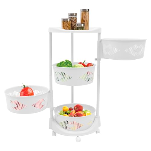 5 Tier Kitchen Storage Cart Multi-Layer Storage Basket with Wheels Fruit Vegetable Storage Shelves Racks Rolling Storage Cart for Kitchen Living Room Bedroom (4 Tier) - size: 4 Tier