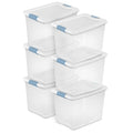 Sterilite 6-Pack Latching Box, Under Bed Storage Bins with Lids, Clear Plastic, 25 Quart - Heavy-Duty Organizing Containers for Closet, Bathroom, and Office - size: 25 Quart, style: 6 Pack