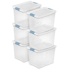 Sterilite 6-Pack Latching Box, Under Bed Storage Bins with Lids, Clear Plastic, 25 Quart - Heavy-Duty Organizing Containers for Closet, Bathroom, and Office - size: 25 Quart, style: 6 Pack