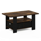 Furinno Andrey Coffee Table with Bin Drawer, Amber Pine/Black Small Non-Lift Top - color: Amber Pine/Black, style: 2 Bin