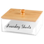 VOTLEVT Bamboo Laundry Detergent Sheets Holder with Acrylic Container, Organization and Storage - color: Acrylic and Bamboo