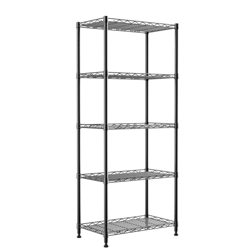 REGILLER 5-Wire Shelving Metal Storage Rack Adjustable Shelves,Standing Storage Shelf Units for Laundry Bathroom Kitchen Pantry Closet(Black,11.8" D x 21.2" W x 53.5" H) - color: Black, size: 5tier 11.8"D x 21.2"W x 53.5"H