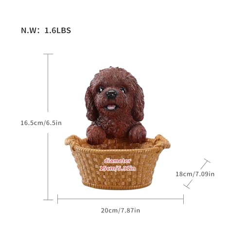 Valet Tray & Key Organizer Bowl for Entryway Console Featuring Red Poodle - Dog Figurine Trinket Dish & Candy Holder - Cozy Animal Table Centerpiece - color: Poodle with Wide Bowl - Red, size: Poodle