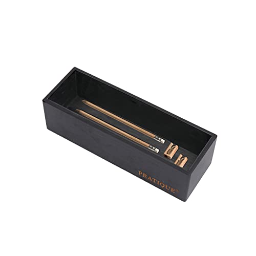 PRATIQUE Bamboo Drawer Organizer - Kitchen Utensil Organizer Silverware Tray Cutlery Holder，Office Desk Supplies and Accessories,8.9 * 3 * 2.6inch,Black - color: Black, size: 8.9*3*2.6 inch