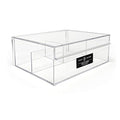 Isaac Jacobs 3-Compartment Clear Acrylic Organizer with Lid (6.7" L x 8.6" W x 3.4" H), Multi-Sectional Tray, Storage Solution for Makeup, School & Office Supplies (1 Large, 2 Medium) - size: 1 Large, 2 Medium