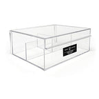 Isaac Jacobs 3-Compartment Clear Acrylic Organizer with Lid (6.7" L x 8.6" W x 3.4" H), Multi-Sectional Tray, Storage Solution for Makeup, School & Office Supplies (1 Large, 2 Medium) - size: 1 Large, 2 Medium