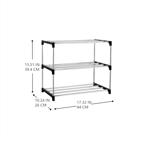 3-Tier Stackable Small Shoe Rack, Lightweight Shoe Shelf Storage Organizer for Entryway, Hallway and Closet(Black) - color: Black, size: 3-Tier