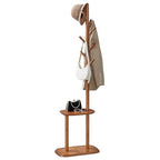 VASAGLE Coat Rack, Free Standing Coat Stand, Hall Coat Tree with 8 Hooks and Storage Shelf, 67.2 Inch Tall, for Coats, Hats, Bags, for Entryway, Hallway, Bedroom, Caramel Brown URCR040K01 - color: Caramel Brown, style: rectangular tray