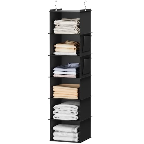 YOUDENOVA Hanging Closet Organizers and Storage, 6-Shelf Hanging Closet Shelves, Black | Storage - color: Black