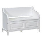 Knocbel Rustic Entry Storage Bench with Hidden Compartments and Removable Cushion, Wooden Entryway Hallway Foyer Shoe Bench Bedroom End of Bed Bench (White and Beige) - color: White and Beige