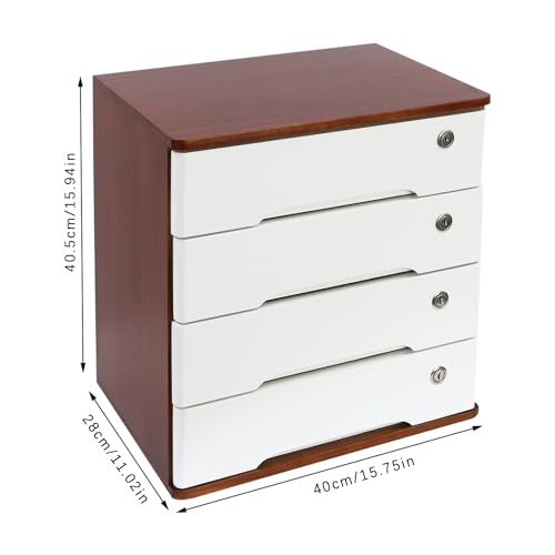 4-Tier Desk Organizer with Lockable Drawers, 8 Keys, Wooden Desktop Storage Box, Categorized Storage Desktop File Cabinet(Walnut) - color: Walnut-4 Tiers