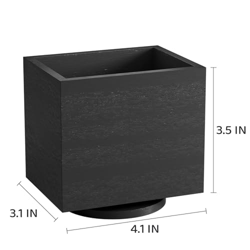 360° Rotating Remote Control Holder, Wooden TV Remote Holder for Table, Desk Organizer Caddy Media Storage Box Ideal for Living Room, Bedroom, Office Desk (Black) - color: Black-1 Slot