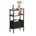Narrow Side Table with Fabric Basket, End Table for Small Spaces, Slim Nightstand with 3-Tier Storage Shelf, Sofa Beside Table, for Living Room, Bed Room, Rustic Brown - color: Rustic Brown