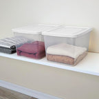 Sterilite 24 Pack Storage Box, 20 Quart Stackable Tote, Clear Plastic Container with Secure Snapping Lids for Home and Office Organization, White - size: 20 Quart, style: 24