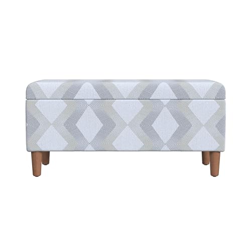 HomePop Malmo Decorative Storage Bench -Natural Woven Geo - color: Natural Woven Geo
