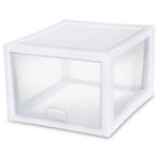 Sterilite 8-Pack 27 Quart Stacking Drawer, Clear Storage Closet Organizer, White Frame - Stackable Modular Plastic Drawers for Clothes, Accessories, Craft Supplies, Shoes or Linens - size: 27 Quart, style: 8 Pack